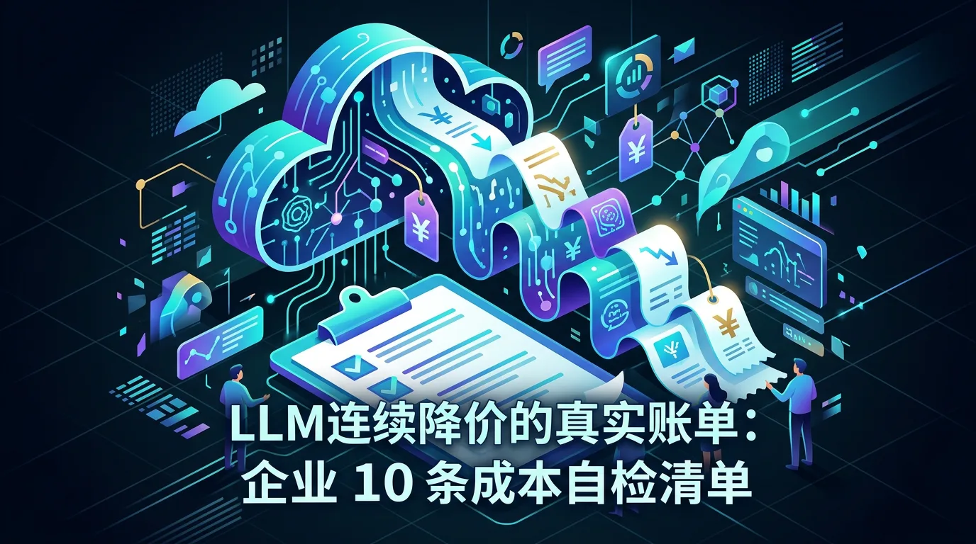 LLM 连续降价的真实账单:企业 10 条成本自检清单 示意图